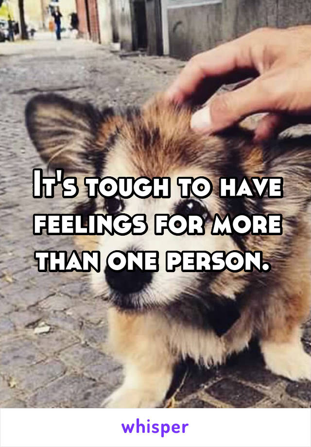 It's tough to have feelings for more than one person. 