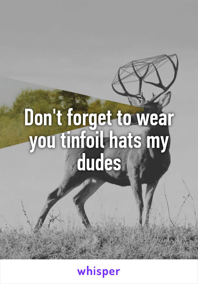 Don't forget to wear you tinfoil hats my dudes