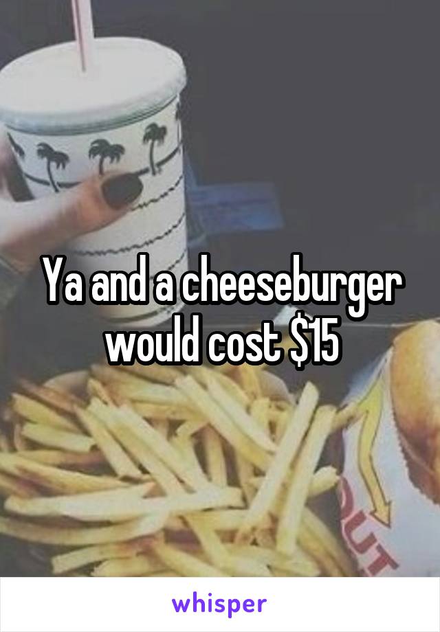Ya and a cheeseburger would cost $15