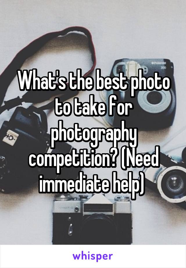 What's the best photo to take for photography competition? (Need immediate help) 