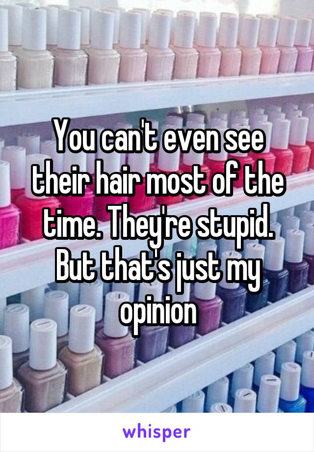 You can't even see their hair most of the time. They're stupid. But that's just my opinion