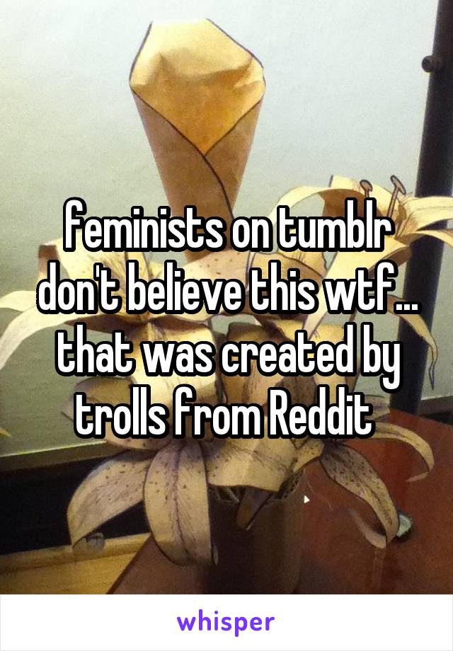 feminists on tumblr don't believe this wtf... that was created by trolls from Reddit 