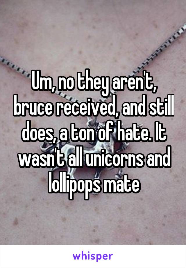 Um, no they aren't, bruce received, and still does, a ton of hate. It wasn't all unicorns and lollipops mate