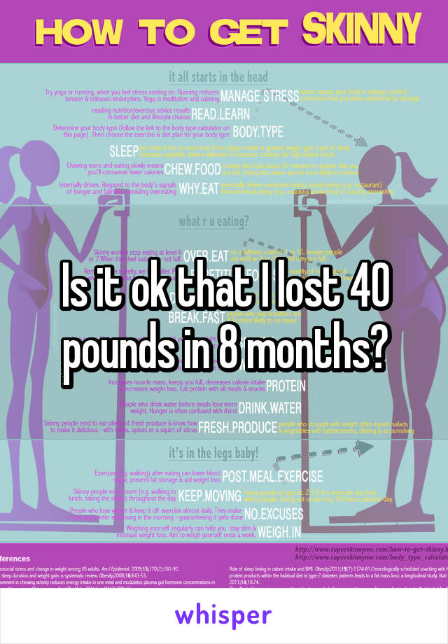 Is it ok that I lost 40 pounds in 8 months?