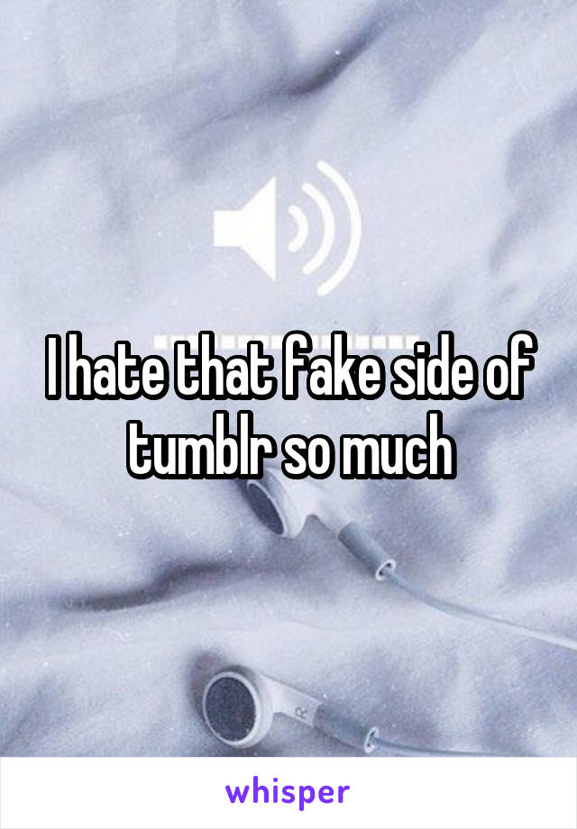 I hate that fake side of tumblr so much