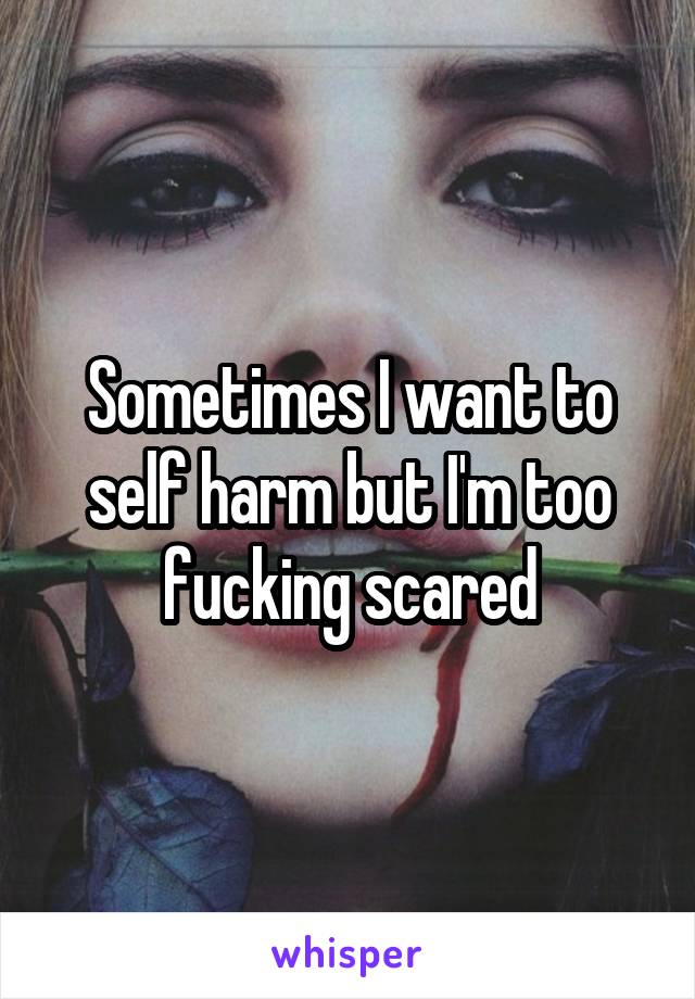 Sometimes I want to self harm but I'm too fucking scared