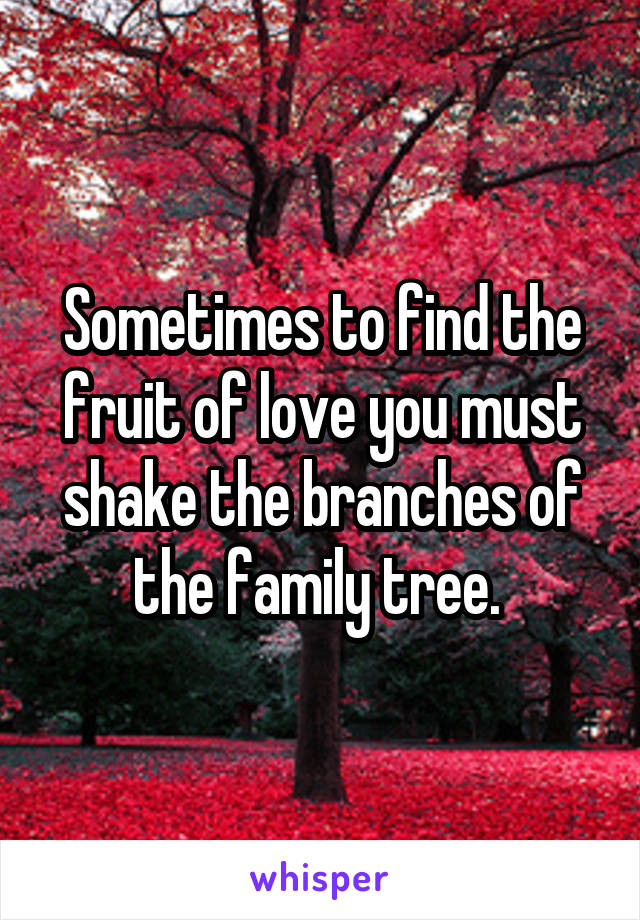 Sometimes to find the fruit of love you must shake the branches of the family tree. 