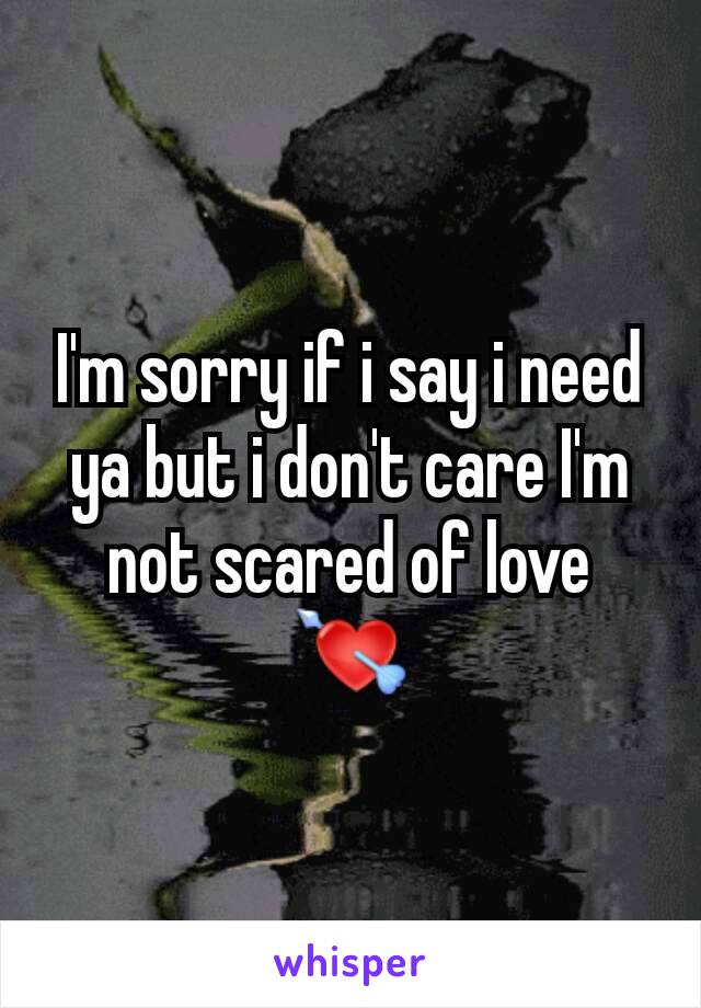 I'm sorry if i say i need ya but i don't care I'm not scared of love 💘