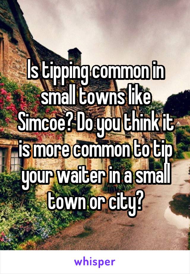 Is tipping common in small towns like Simcoe? Do you think it is more common to tip your waiter in a small town or city?