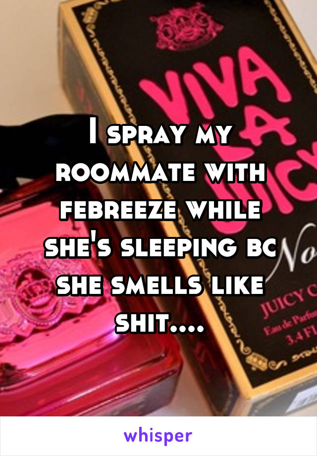 I spray my roommate with febreeze while she's sleeping bc she smells like shit....