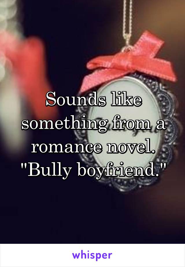 Sounds like something from a romance novel.
"Bully boyfriend."