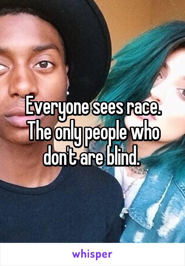 Everyone sees race. The only people who don't are blind. 