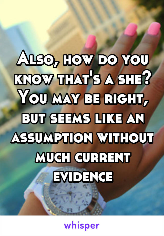 Also, how do you know that's a she? You may be right, but seems like an assumption without much current evidence