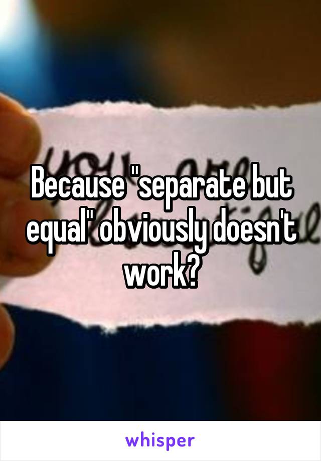 Because "separate but equal" obviously doesn't work?