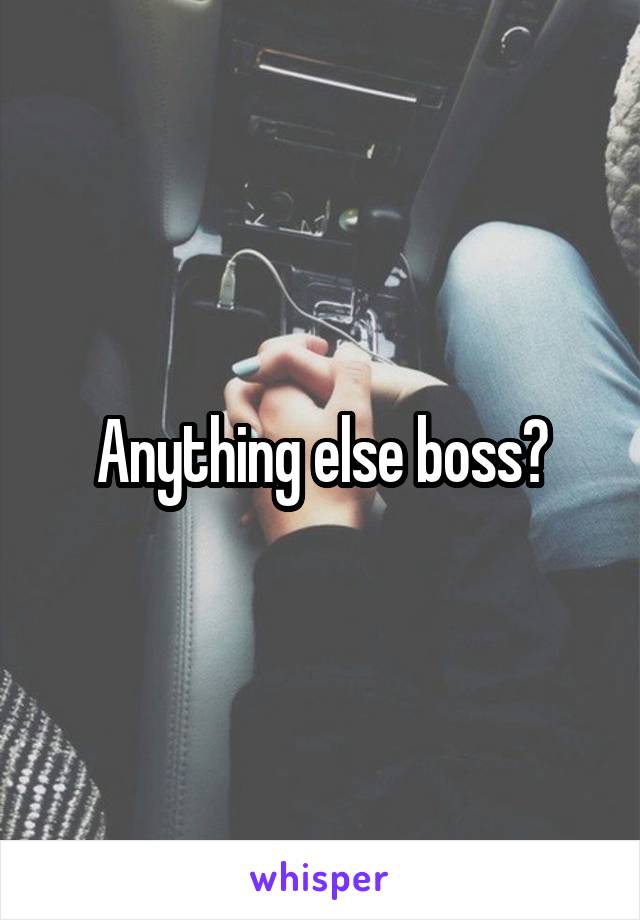 Anything else boss?