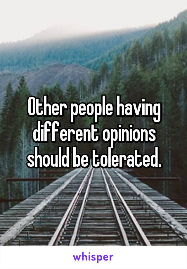 Other people having different opinions should be tolerated.