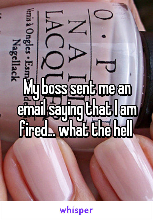 My boss sent me an email saying that I am fired... what the hell 