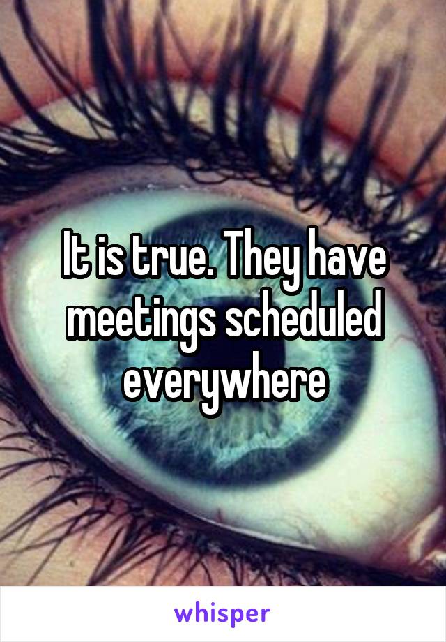 It is true. They have meetings scheduled everywhere