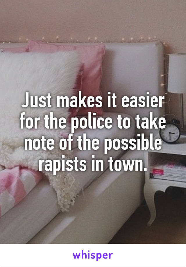 Just makes it easier for the police to take note of the possible rapists in town.