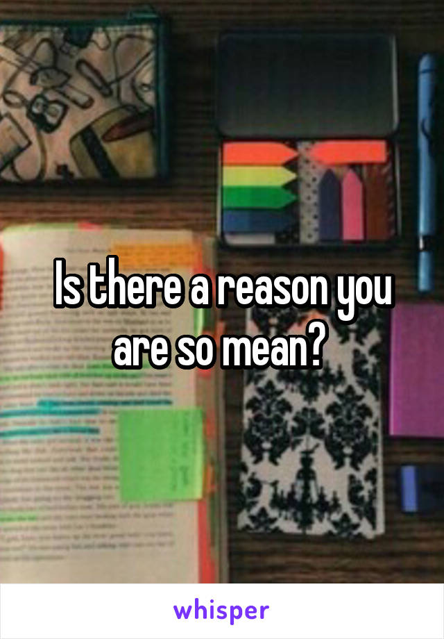 Is there a reason you are so mean? 