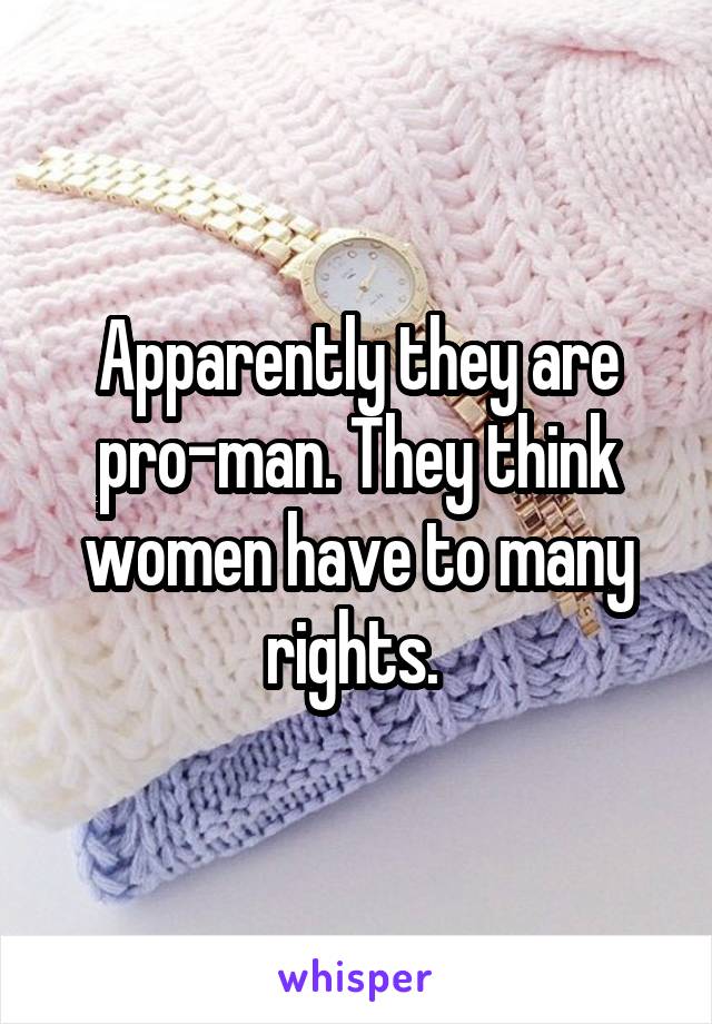 Apparently they are pro-man. They think women have to many rights. 