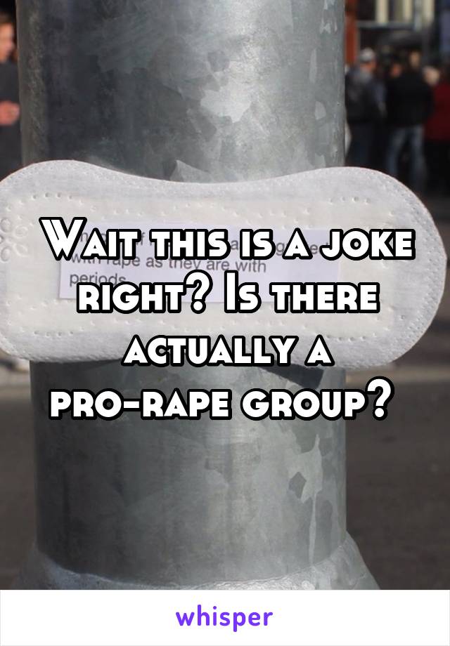 Wait this is a joke right? Is there actually a pro-rape group? 