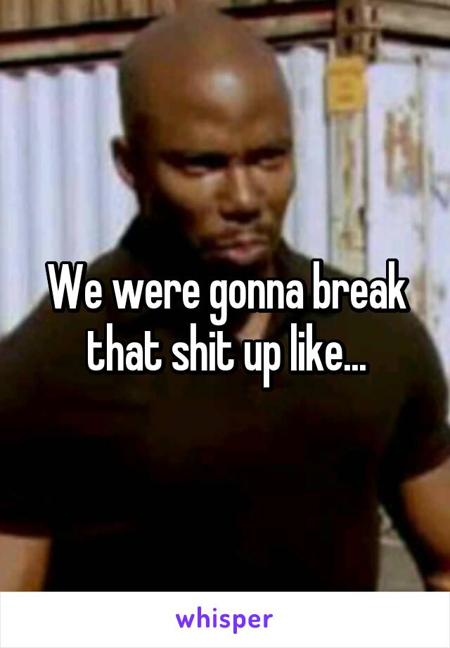 We were gonna break that shit up like...