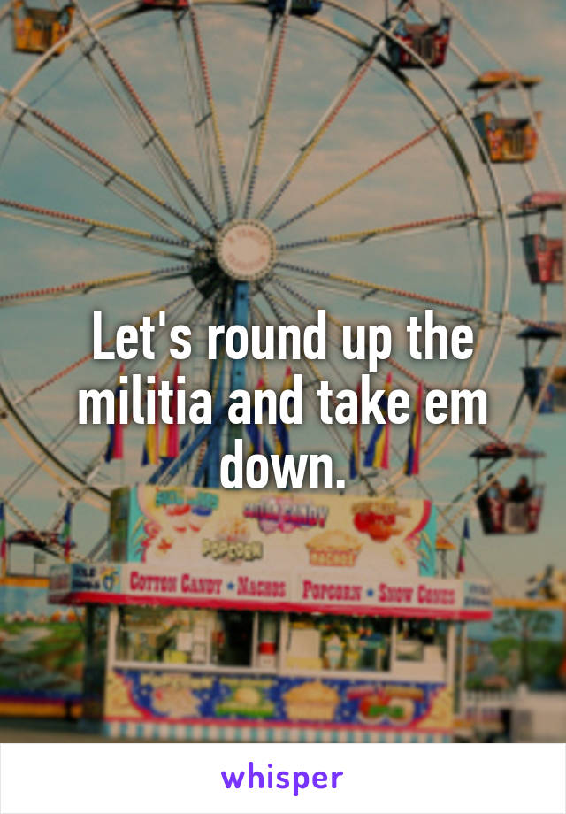 Let's round up the militia and take em down.