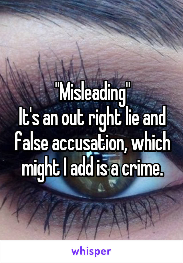 "Misleading"
It's an out right lie and false accusation, which might I add is a crime.