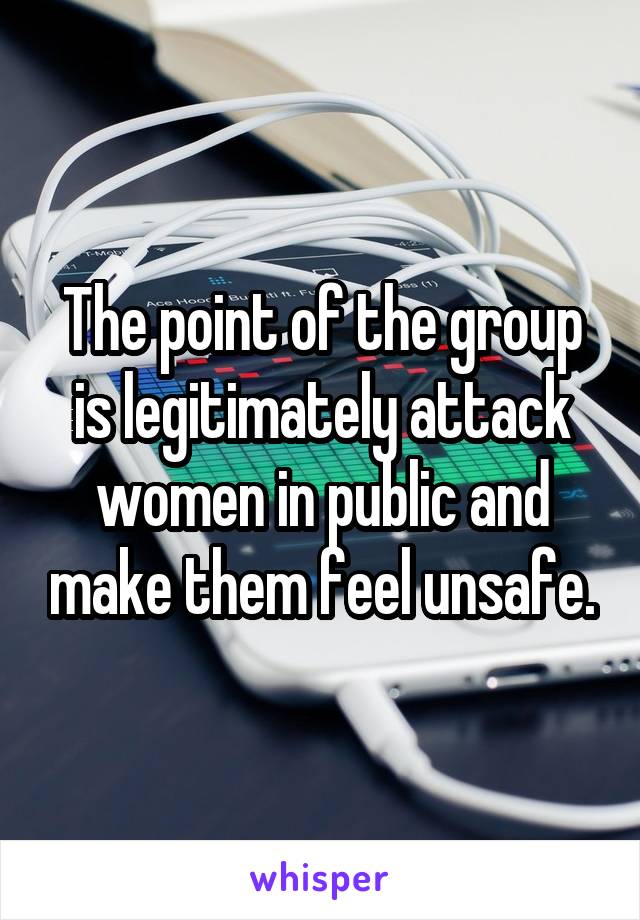 The point of the group is legitimately attack women in public and make them feel unsafe.