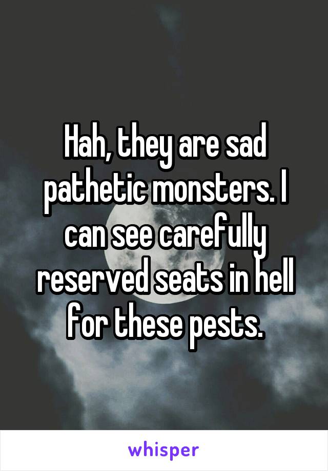 Hah, they are sad pathetic monsters. I can see carefully reserved seats in hell for these pests.