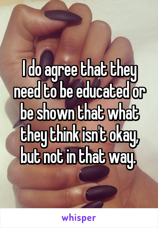 I do agree that they need to be educated or be shown that what they think isn't okay, but not in that way. 