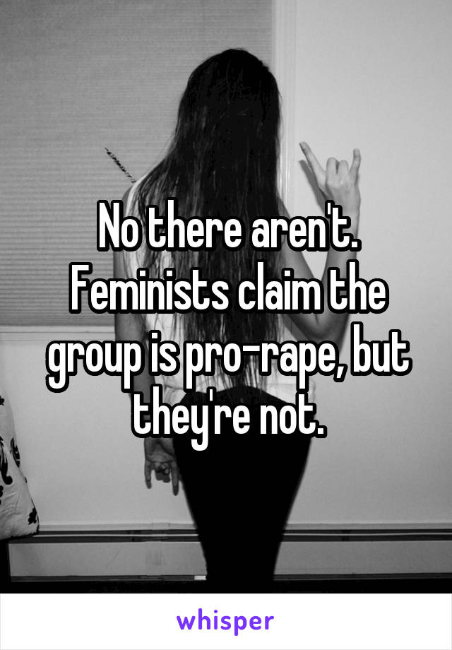 No there aren't. Feminists claim the group is pro-rape, but they're not.