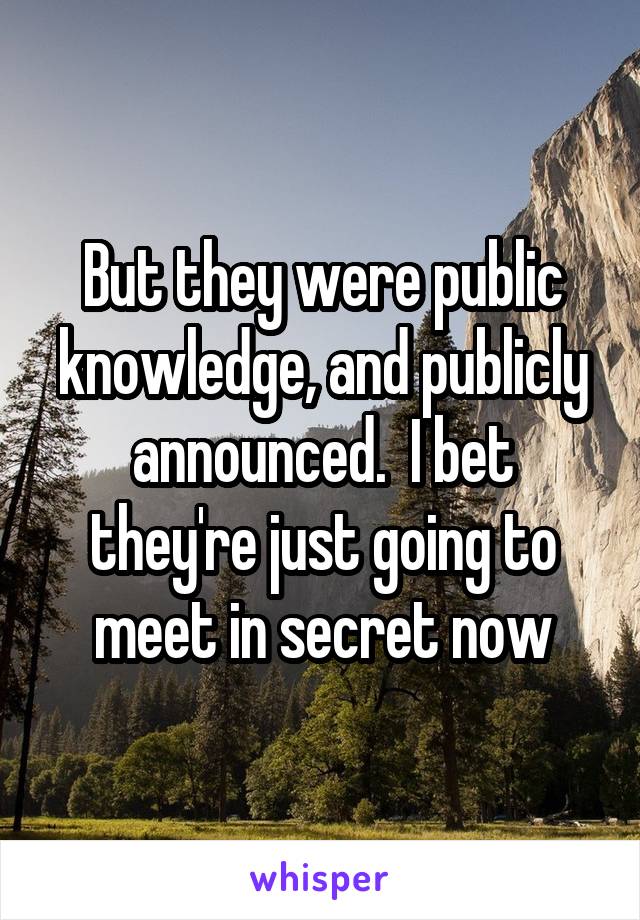 But they were public knowledge, and publicly announced.  I bet they're just going to meet in secret now