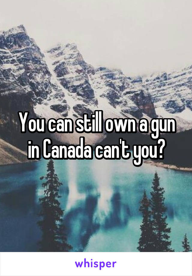 You can still own a gun in Canada can't you?