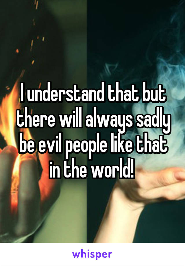 I understand that but there will always sadly be evil people like that in the world! 