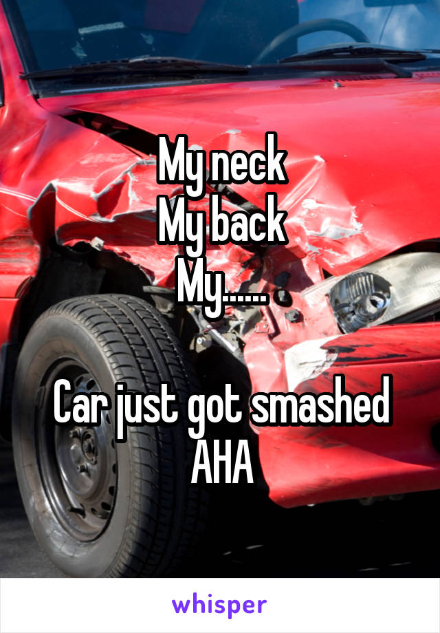 My neck
My back
My......

Car just got smashed AHA