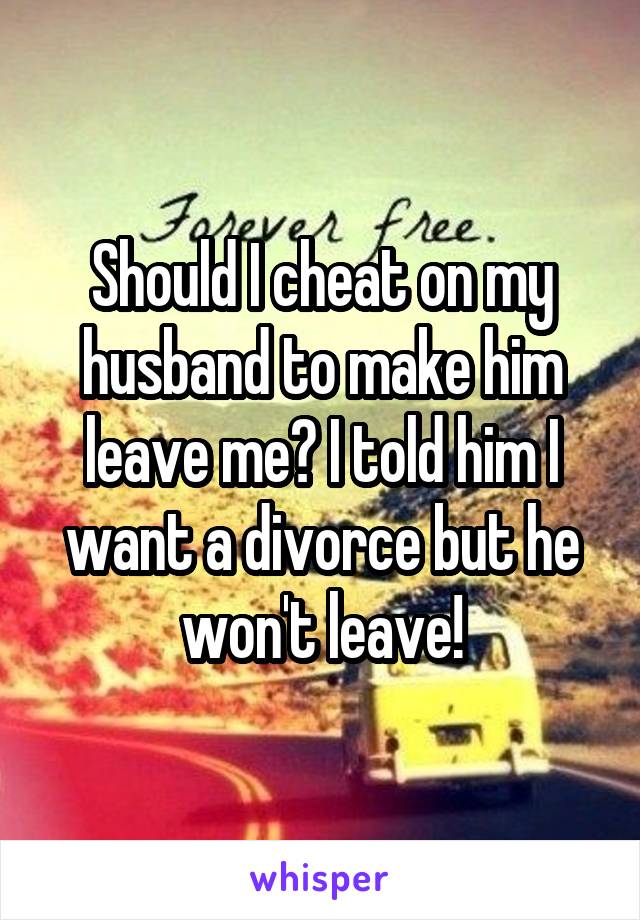 Should I cheat on my husband to make him leave me? I told him I want a divorce but he won't leave!
