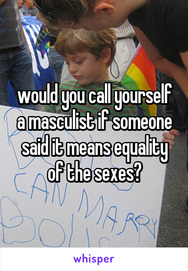 would you call yourself a masculist if someone said it means equality of the sexes?