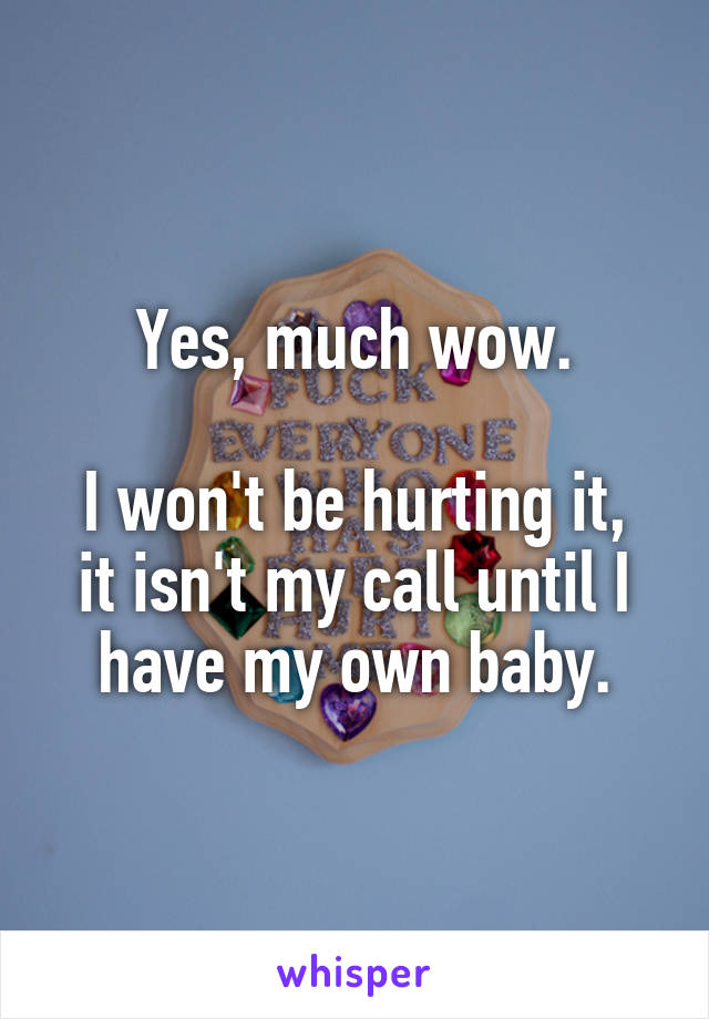 Yes, much wow.

I won't be hurting it, it isn't my call until I have my own baby.