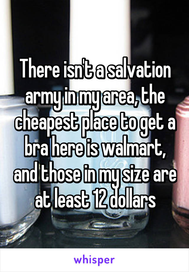 There isn't a salvation army in my area, the cheapest place to get a bra here is walmart, and those in my size are at least 12 dollars