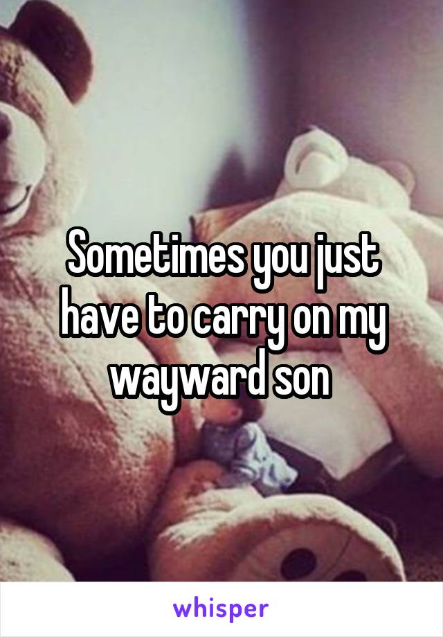 Sometimes you just have to carry on my wayward son 