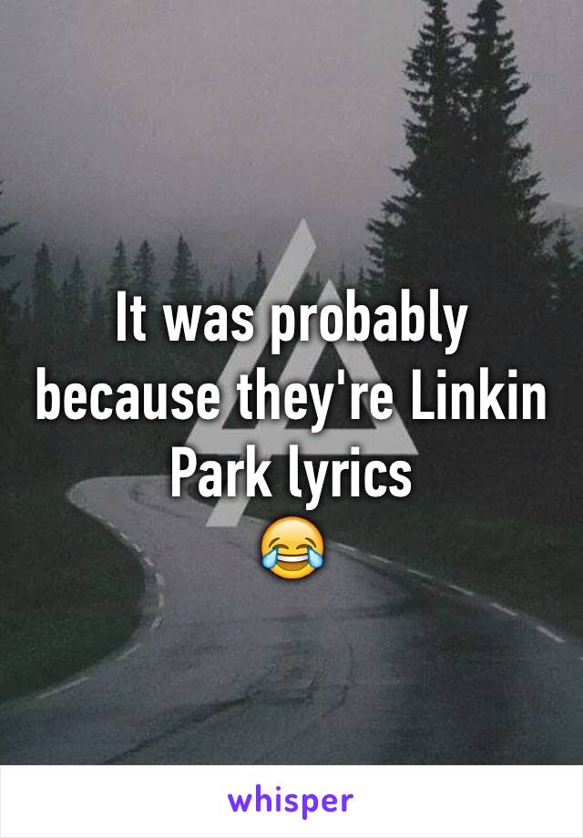 It was probably because they're Linkin Park lyrics 
😂