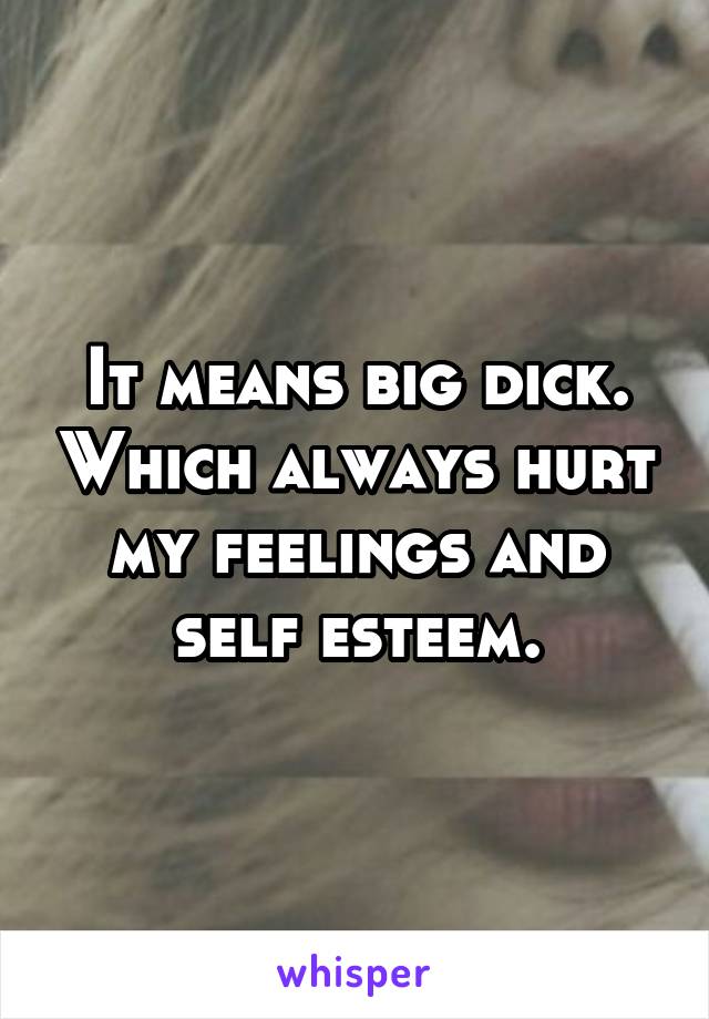 It means big dick. Which always hurt my feelings and self esteem.