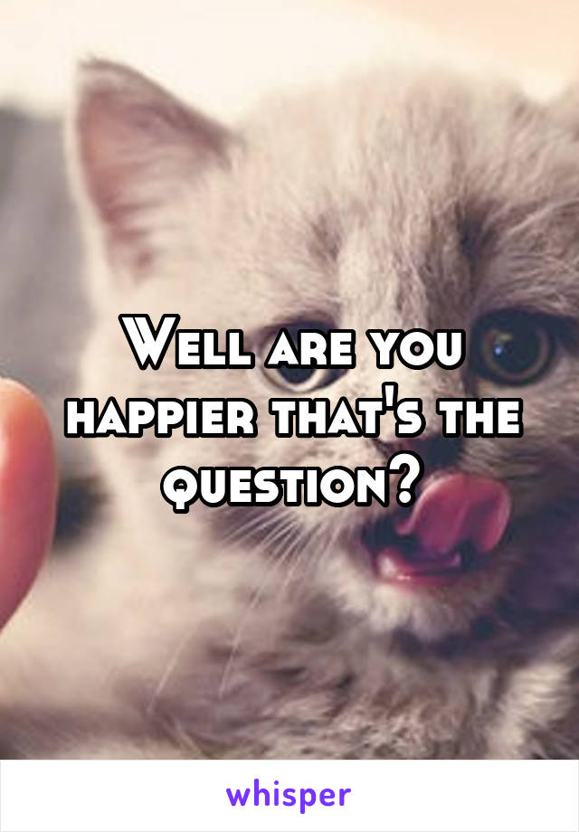 Well are you happier that's the question?