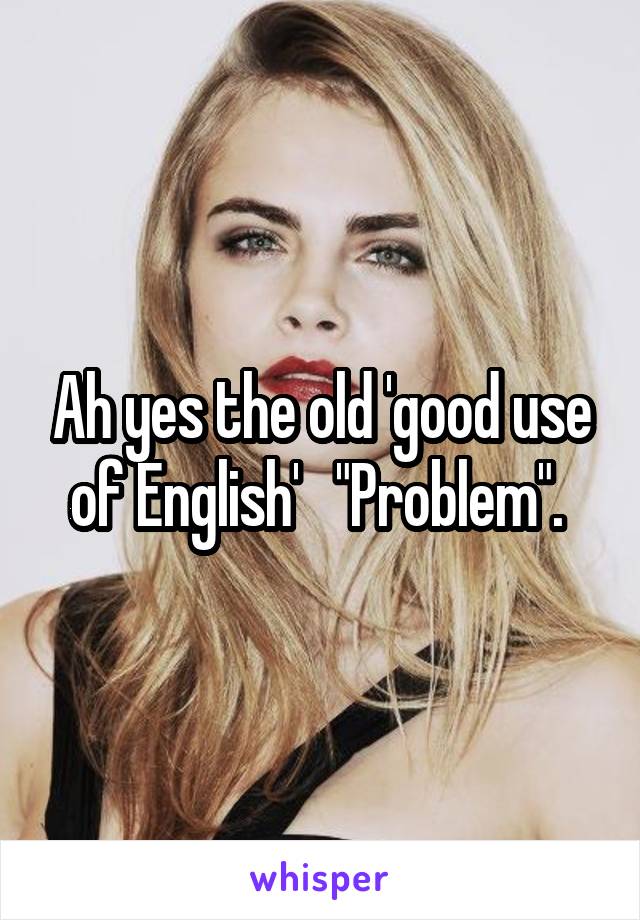 Ah yes the old 'good use of English'   "Problem". 