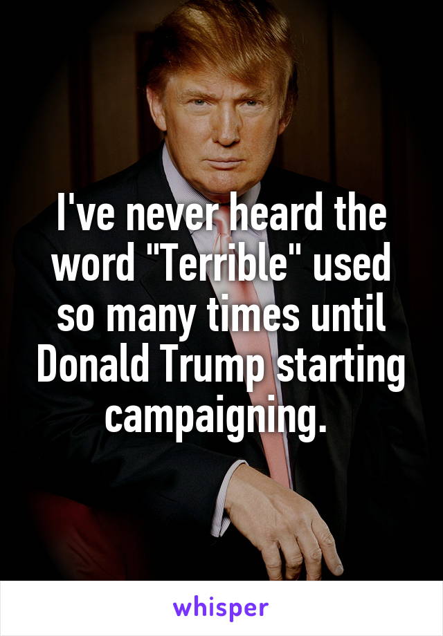 I've never heard the word "Terrible" used so many times until Donald Trump starting campaigning. 