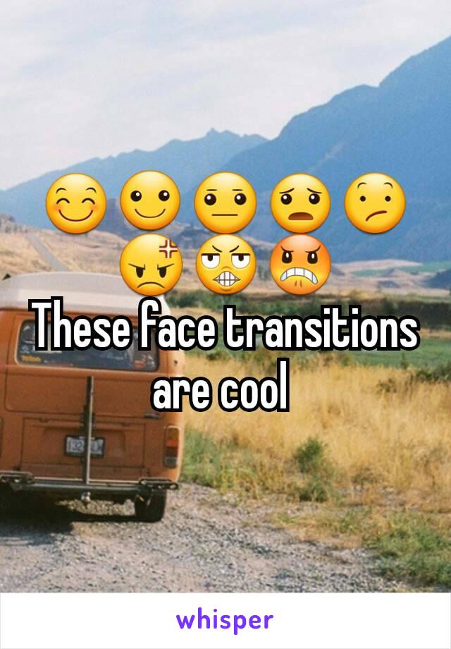 😊☺😐😦😕😡😬😠
These face transitions are cool 
