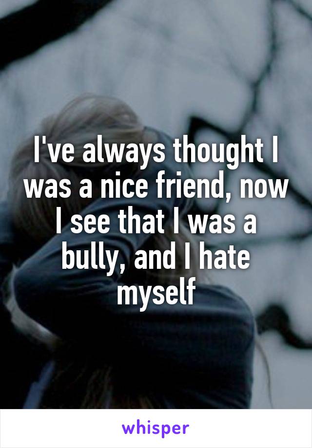 I've always thought I was a nice friend, now I see that I was a bully, and I hate myself