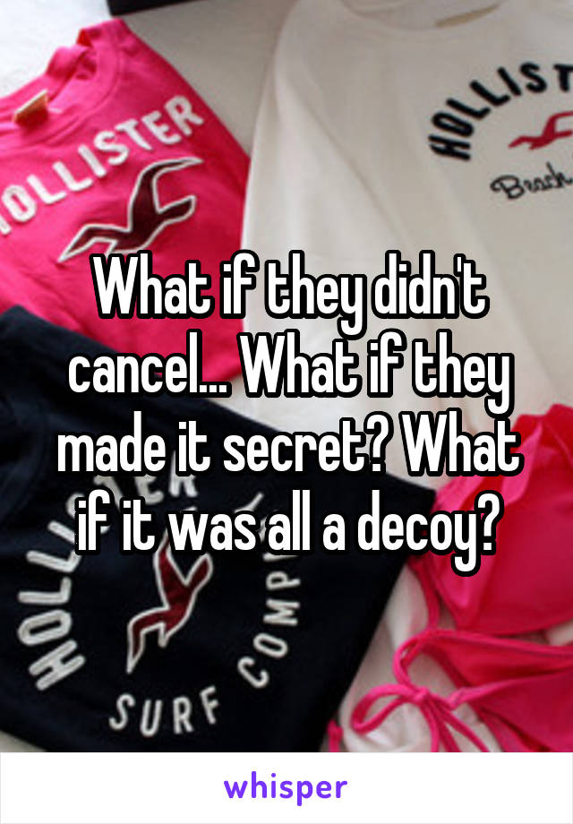 What if they didn't cancel... What if they made it secret? What if it was all a decoy?